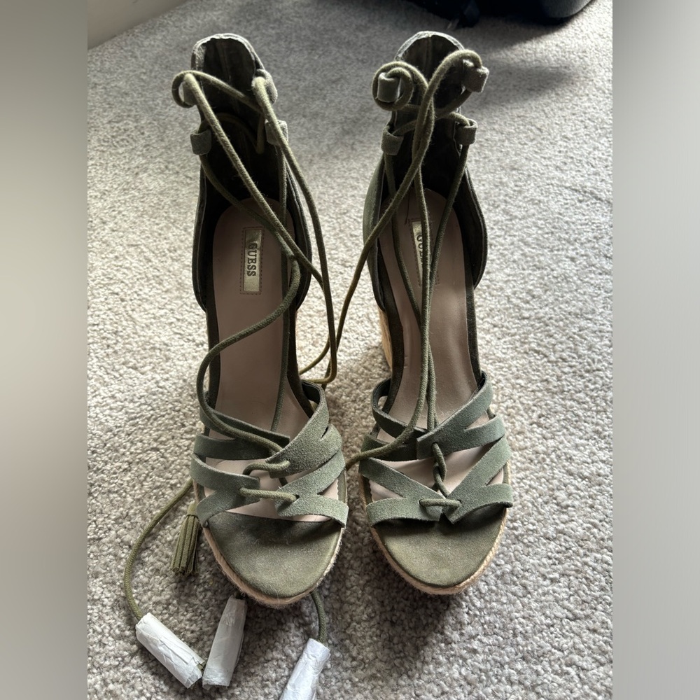 Guess Green strappy wedges